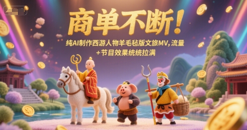 商单不断！纯AI制作西游人物羊毛毡版文旅MV，流量+节目效果统统拉满-大米网创