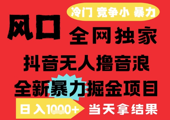 25年6月高爆抖音无人直播最新撸音浪掘金项目，解放双手小白可做，无脑日入1k+，门槛低-大米网创