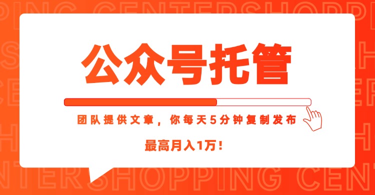 【公众号托管 】我提供文章，你每天５分钟复制发布，最高月入1W-大米网创