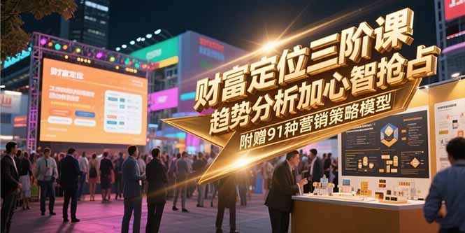 财富定位三阶课，趋势分析加心智抢占，附赠91种营销策略模型-大米网创
