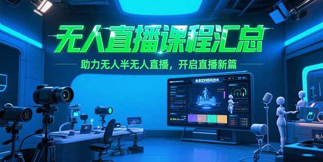 无人直播课程汇总,含非实时防风技术,助力无人半无人直播,开启直播新篇-大米网创