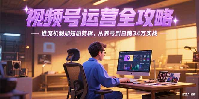 2025视频号运营全攻略，推流机制加短剧剪辑，从养号到日销34万实战-大米网创