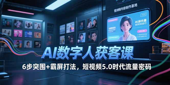 AI数字人获客课，6步突围+霸屏打法，短视频5.0时代流量密码-大米网创