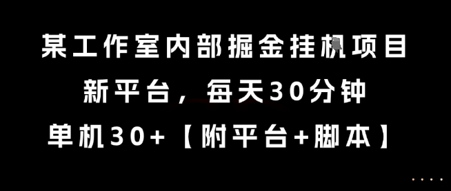 某工作室内部掘金挂G项目,新平台,每天30分钟,单机30+-大米网创
