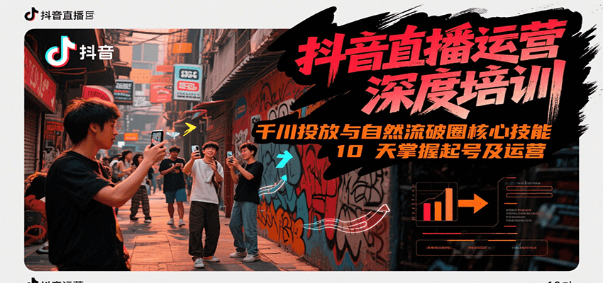 抖音直播运营深度培训，千川投放与自然流核心技能，10天掌握起号及运营(6-7月新课)-大米网创
