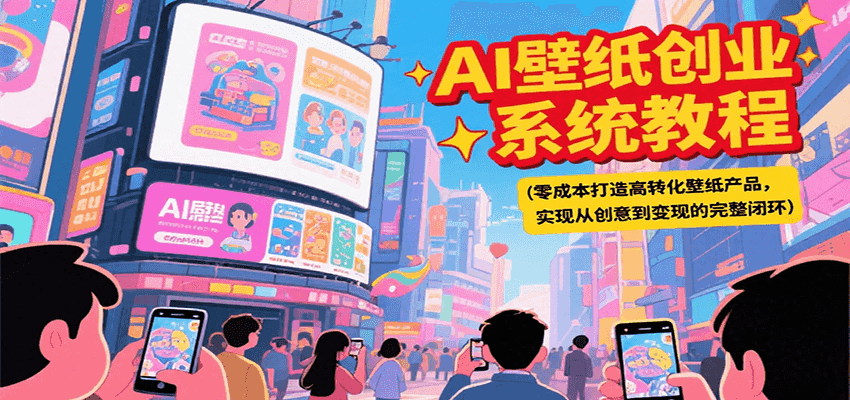 AI壁纸创业系统教程，零成本打造高转化壁纸产品，实现从创意到变现的完整闭环-大米网创