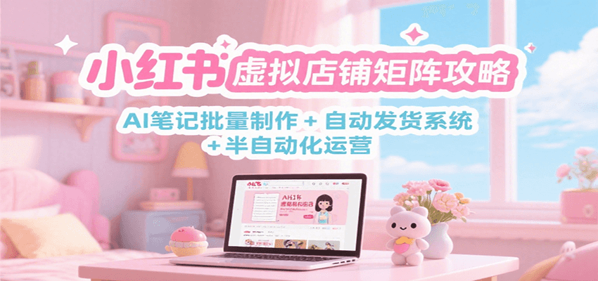 小红书虚拟店铺矩阵攻略：AI笔记批量制作 + 自动发货系统 + 半自动化运营-大米网创