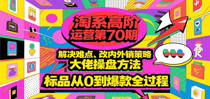 淘系高阶运营第70期，解决难点、改内外销策略，大佬操盘方法，标品从0到爆款全过程-大米网创