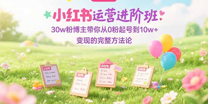 小红书运营进阶班：30w粉博主带你从0粉起号到10w+变现的完整方法论-大米网创