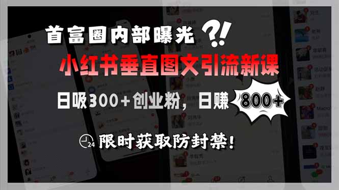 首富圈内部曝光小红书垂直图文引流新课，日吸300+创业粉，日赚800+，限…-大米网创