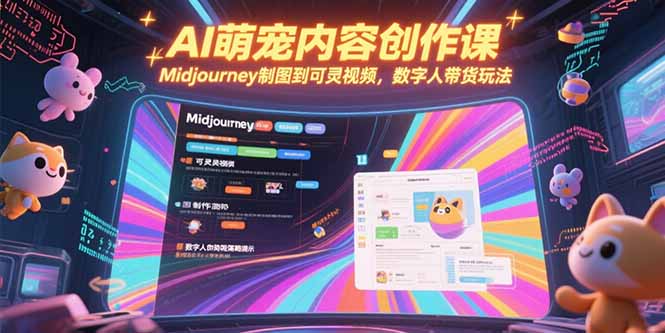 AI萌宠内容创作课，Midjourney制图到可灵视频，数字人带货玩法-大米网创