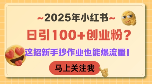 2025年小红书日引100+创业粉?这招新手抄作业也能爆流量!-大米网创