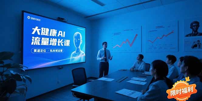 大健康AI流量增长课,赛道定位方法论,AI数字人内容生产,私域转化运营…-大米网创