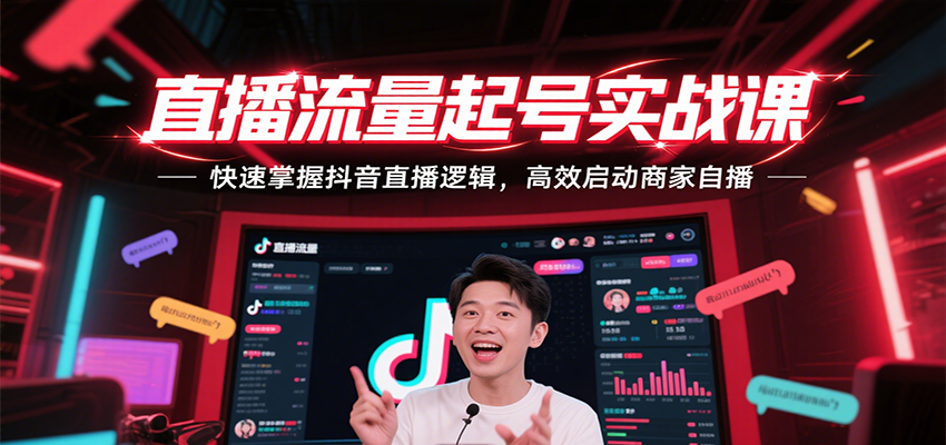 直播流量起号实战课，快速掌握抖音直播逻辑，高效启动商家自播-大米网创