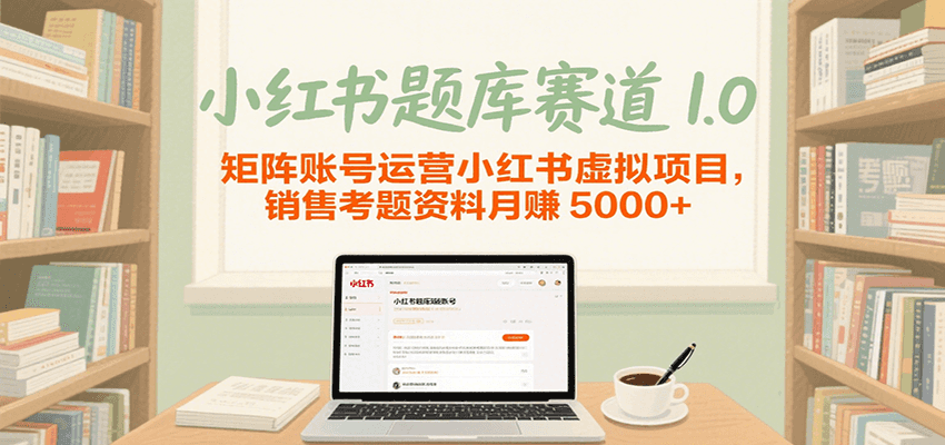 小红书题库赛道1.0，矩阵账号运营小红书虚拟项目，销售行业资格证考题资料月赚5000+-大米网创