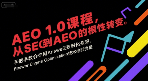 AEO 1.0 课程,从SEO到AE0的基命性转变,手把手教会你用AnswerEngineOptimization技术抢回流量-大米网创
