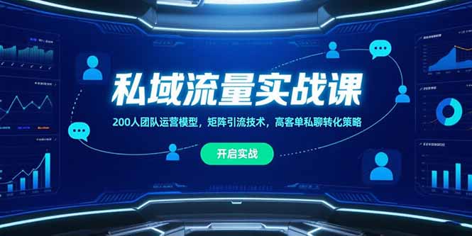 私域流量实战课,200人团队运营模型,矩阵引流技术,高客单私聊转化策略-大米网创