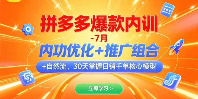 拼多多爆款内训-7月 内功优化+推广组合+自然流 30天掌握日销千单核心模型-大米网创