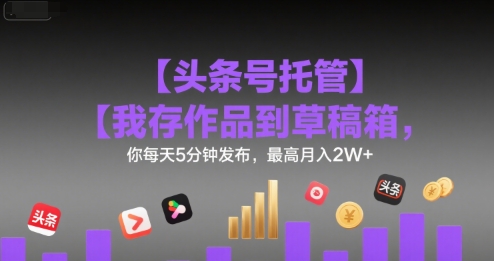【头条号托管 】我存作品到草稿箱,你每天5分钟发布,最高月入2W+-大米网创