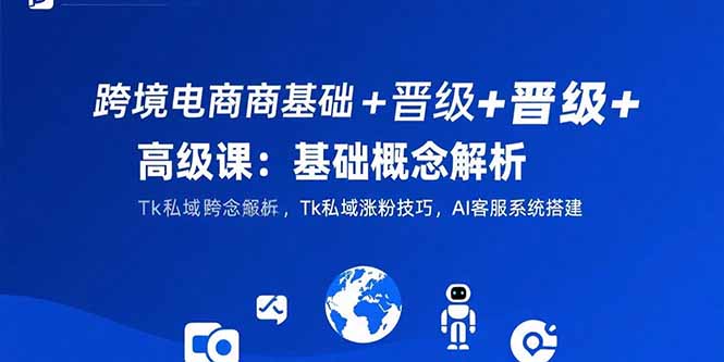跨境电商基础+晋级+高级课：基础概念解析,Tk私域涨粉技巧,AI客服系统搭建-大米网创