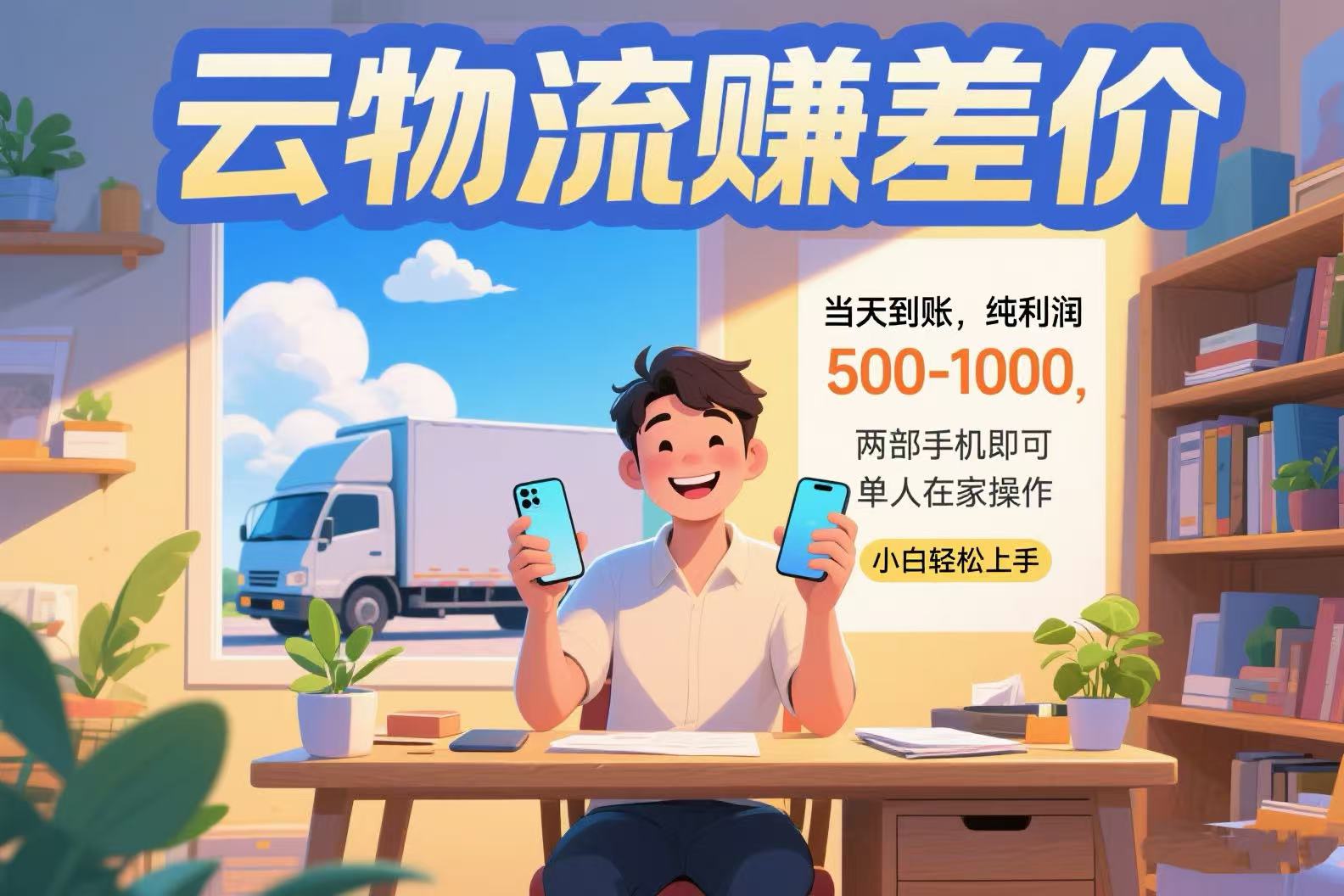 云物流赚差价 当天到账纯利润500-1000 两部手机即可 可单人在家操作 小…-大米网创