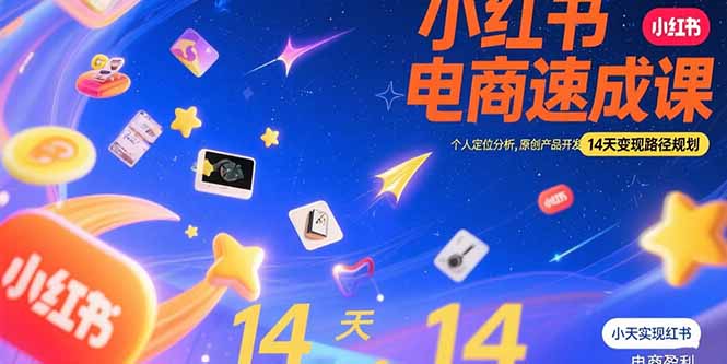 小红书虚拟电商速成课:个人定位分析,原创产品开发,14天变现路径规划-大米网创