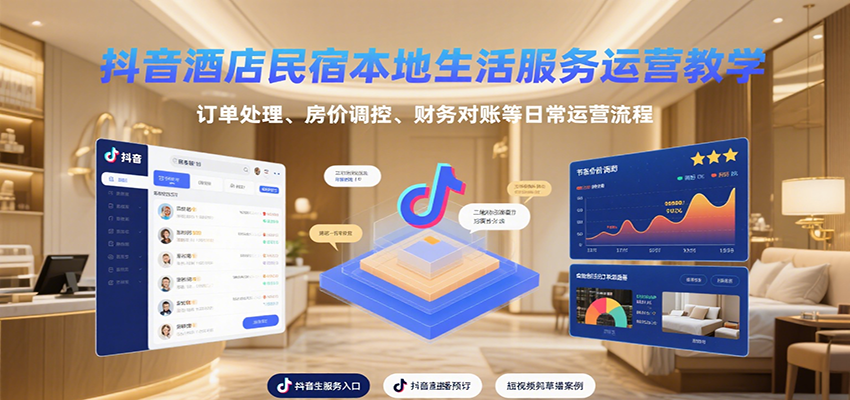 抖音酒店民宿本地生活服务运营教学，订单处理、房价调控、财务对账等日常运营流程-大米网创