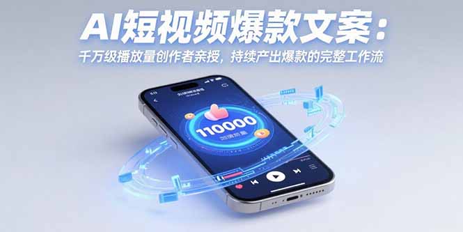 AI短视频爆款文案:千万级播放量创作者亲授,持续产出爆款的完整工作流-大米网创