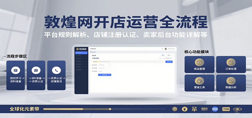 敦煌网开店运营全流程：平台规则解析、店铺注册认证、卖家后台功能详解等-大米网创
