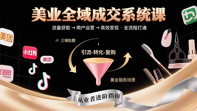美业全域成交系统课程：帮助美业从业者打通从流量获取到高效变现全流程-大米网创