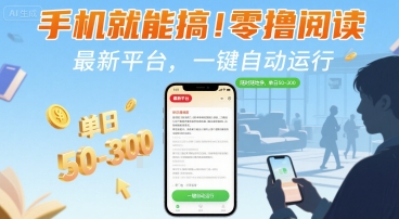 手机就能搞！零撸阅读挂G，最新平台，一键自动运行，随时随地挣，单日50-3张+-大米网创