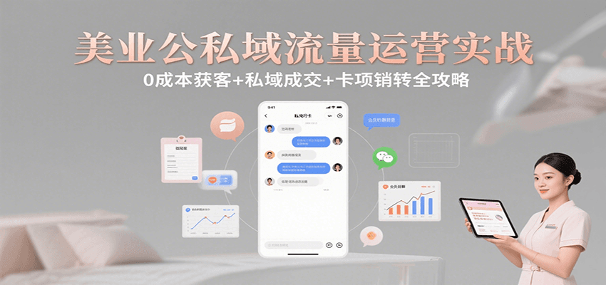 美业公私域流量运营实战：0成本获客+私域成交+卡项销转全攻略-大米网创