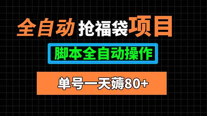 全自动抢福袋项目，单号一天80+脚本全自动操作-大米网创