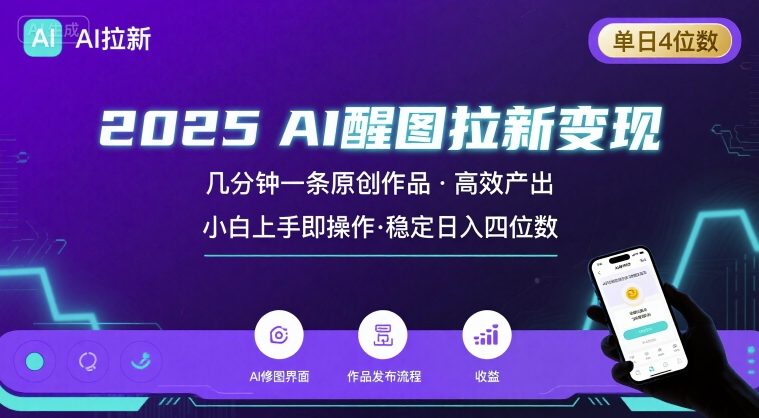 2025最强AI醒图拉新,几分钟一条原创作品,单日收入4位数,小白也能上手操作-大米网创