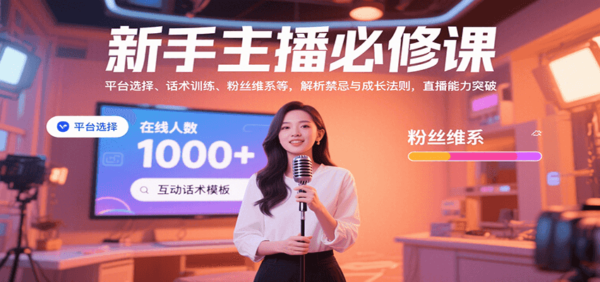 新手主播必修课：平台选择、话术训练、粉丝维系等，解析禁忌与成长法则，突破直播能力-大米网创