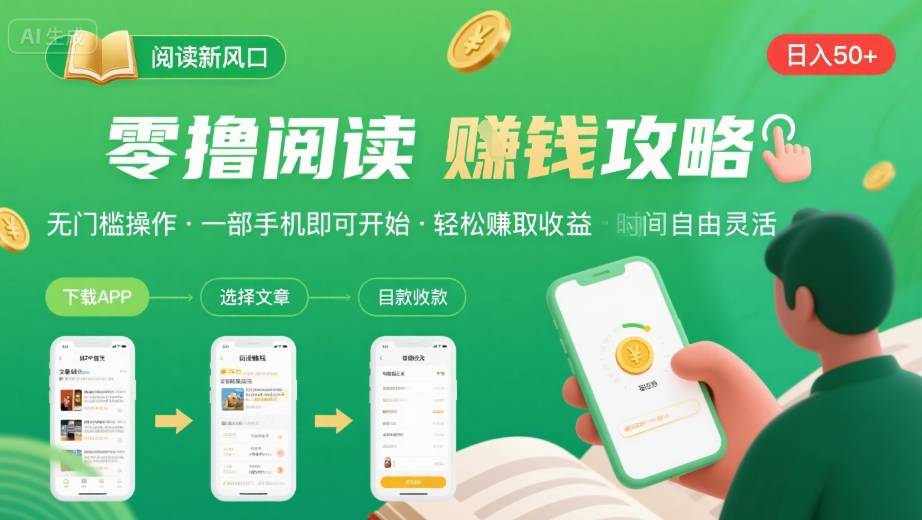 零撸阅读新风口,无门槛轻松挣,一部手机,日入 50-3张-大米网创