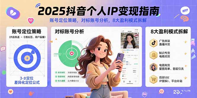 2025抖音个人IP变现指南,账号定位策略,对标账号分析,8大盈利模式拆解-大米网创