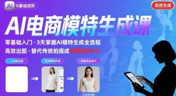 AI模特进阶课程,0基础高效生成逼真电商模特图-大米网创