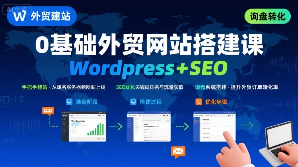 WordPress外贸建站+SEO优化课程，手把手教你从0到1搭建可获得询盘的外贸网站-大米网创