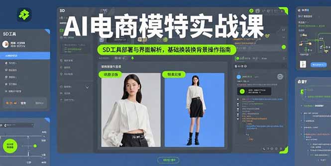 AI电商模特实战课,SD工具部署与界面解析,基础换装换背景操作指南-大米网创