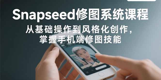 Snapseed修图系统课程:从基础操作到风格化创作,掌握手机端修图技能-大米网创