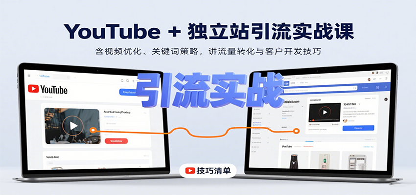 YouTube+独立站引流实战课：含视频优化、关键词策略，讲流量转化与客户开发技巧-大米网创
