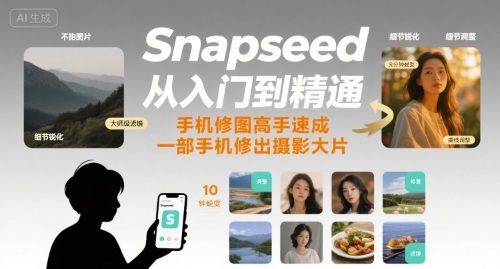 Snapseed从入门到精通,手机修图高手速成,一部手机就能修出摄影大片-大米网创