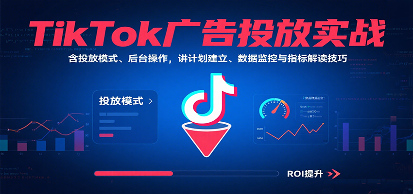 TikTok广告投放实战，含投放模式、后台操作，讲计划建立、数据监控与指标解读技巧-大米网创
