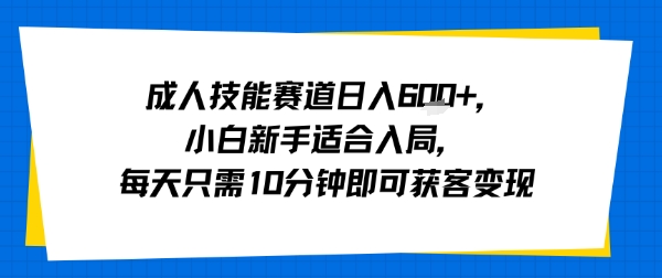 成人技能赛道日入多张，小白新手适合入局，每天只需10分钟即可获客变现-大米网创