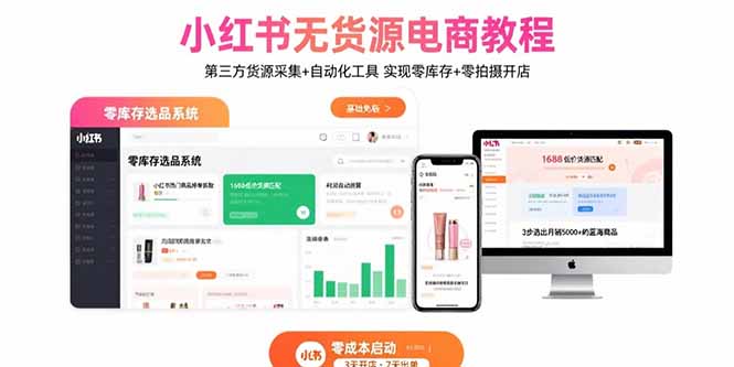 小红书无货源电商教程：第三方货源采集+自动化工具 实现零库存+零拍摄开店-大米网创