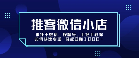 推客微信小店依托于微信、视频号，手把手教你如何快速变现 轻松日入1k+-大米网创
