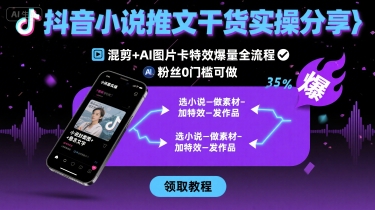 抖音小说推文干货实操分享，混剪+AI图片卡特效爆量全流程，0粉丝0门槛可做-大米网创