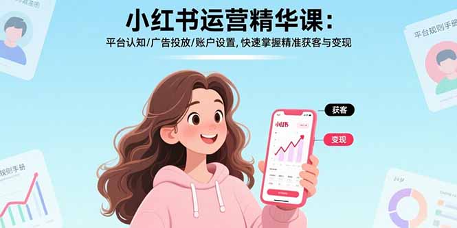 小红书运营精华课：平台认知/广告投放/账户设置,快速掌握精准获客与变现-大米网创
