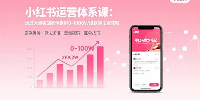 小红书运营体系课：通过大量实战案例拆解0-1000W爆款算法全攻略-大米网创